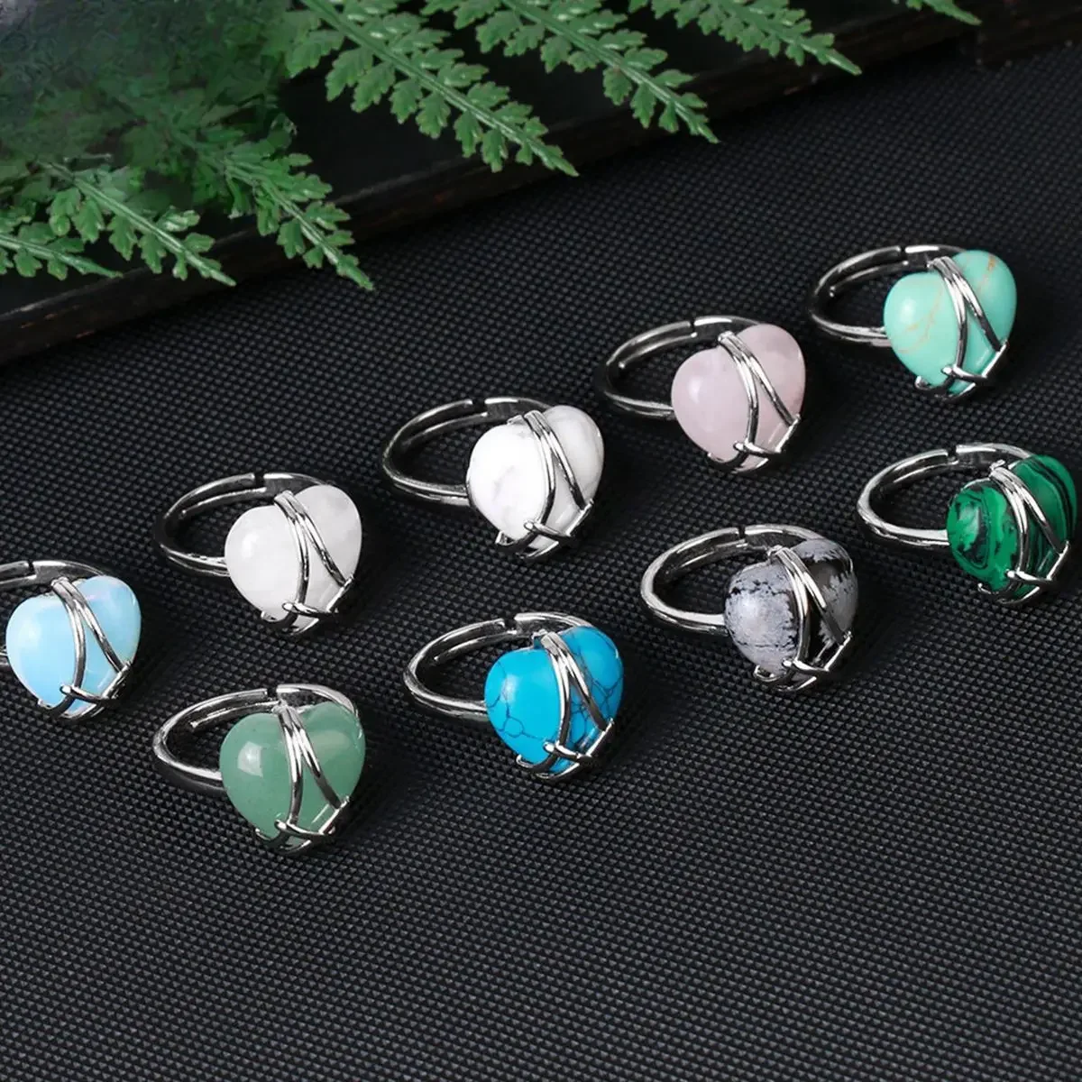 Открытые Кольца в форме сердца для женщин и мужчин девушек розовый кварц Опалит