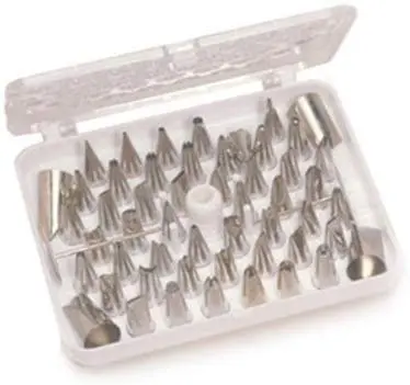 

55-Piece Stainless Steel Decorating Tube Set with Hinged Storage Box