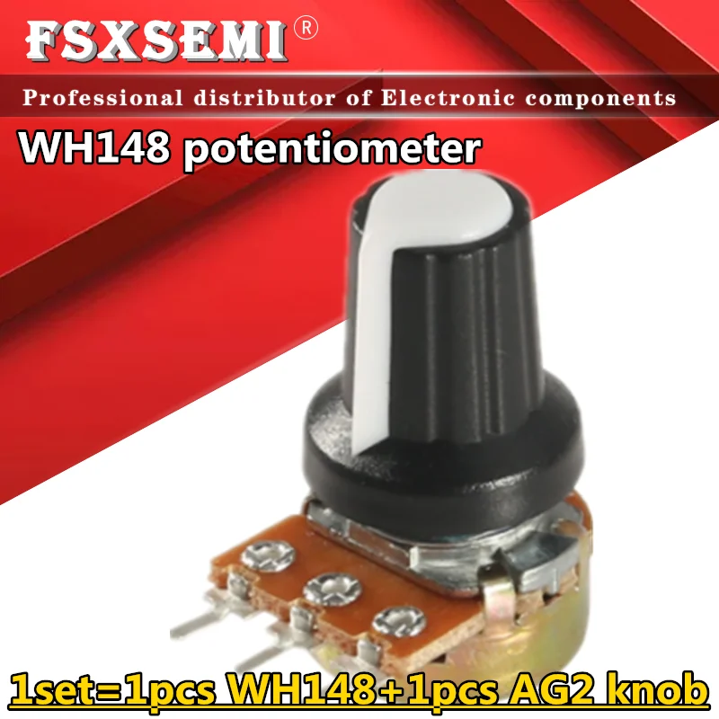 

1set WH148 3Pin 15mm 1K 2K 5K 10K 20K 50K 100K 500K 1M Ohm Potentiometer Resistor Linear Taper Rotary Potentiometer AG2 Cap