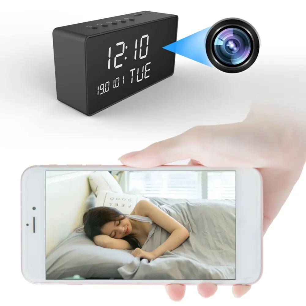 

1080p Wireless WiFi Camera Alarm Clock Camera Home Security Surveillance Camera Baby Monitoring Night Vision Motion Detection