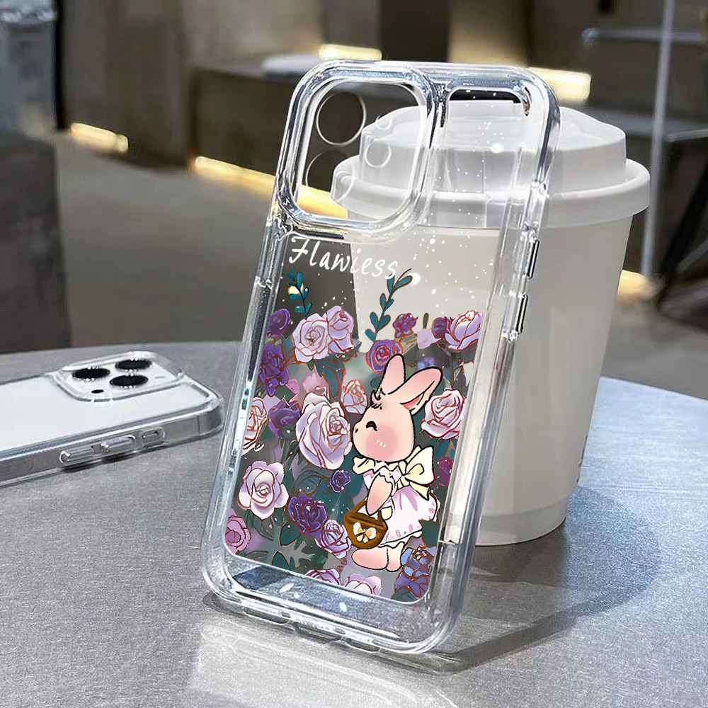 Мягкие прозрачные чехлы для телефонов iPhone 13, чехол для iPhone 11, 12, 13, 14 Pro Max, XS, Max, XR, X, 8, 7, 14 Plus, SE 2022 2020, мягкие чехлы из ТПУ с кроликом
