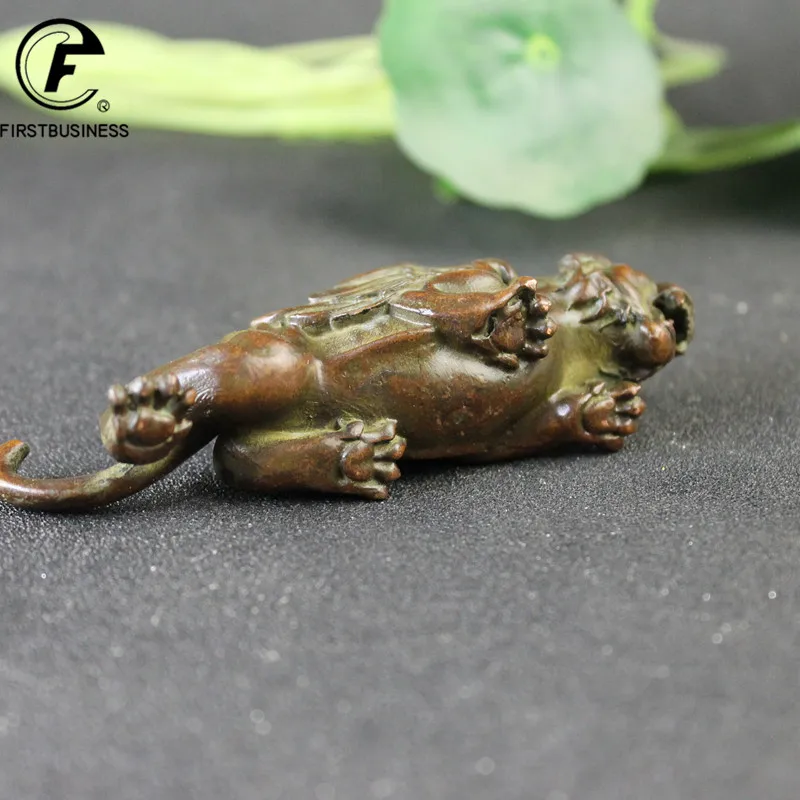 Античный медный Тигр с крыльями маленькая статуя настольное украшение фигурки