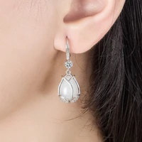 925 silver needle new womens fashion jewelry gold flower earrings white zircon opal plum blossom long tassel retro earring