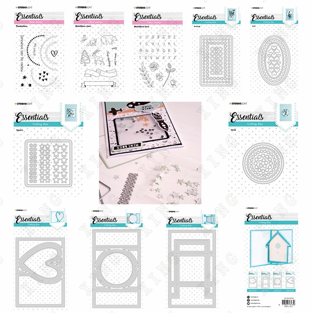 

2022 House Stars Rectangle Square Oval Circle Heart Quire Metal Cutting Dies Stamps Scrapbooking Photo Album Diy Paper Card Mold