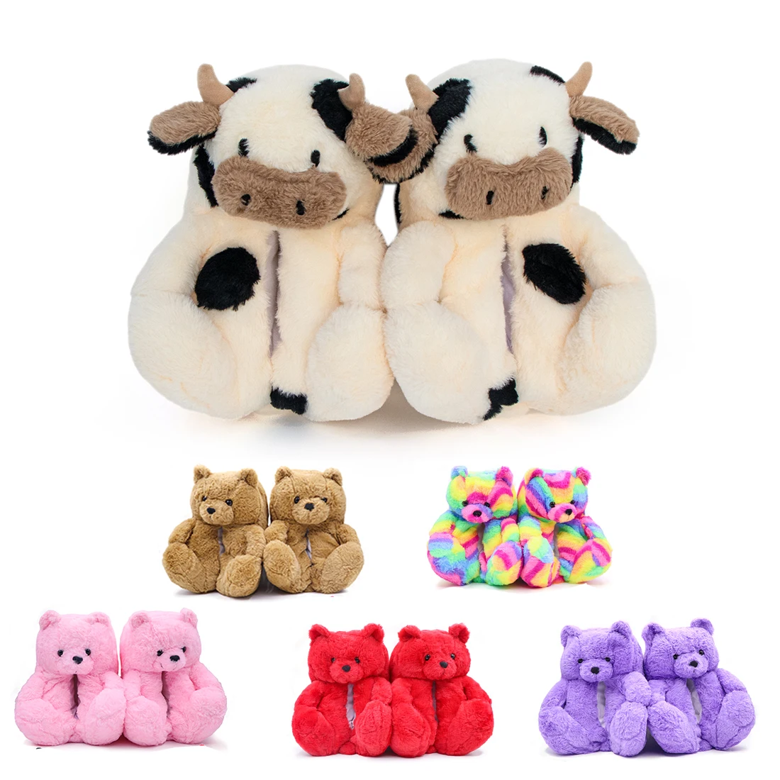 Cow Slippers for Women Men, Teddy Bears Slippers for Women Men, Bear Slippers, Animal Slippers, Chrismas Slippers Gift