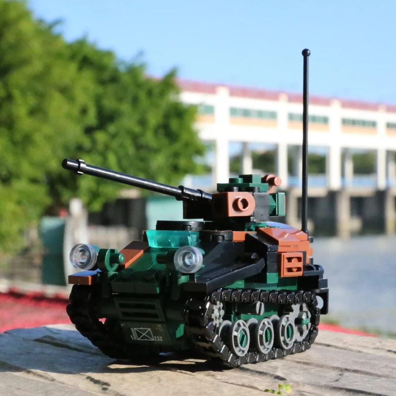 Модель немецкого военного танка MOC, 1 Воздушный Танк, строительные блоки Wiesel AWC, бронированный противотанковый автомобиль, кирпичи для персонала, игрушки