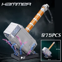 disney marvels thor mjolnir thunder hammer super heroes toy avengers weapon infinity war building block brick kid gift