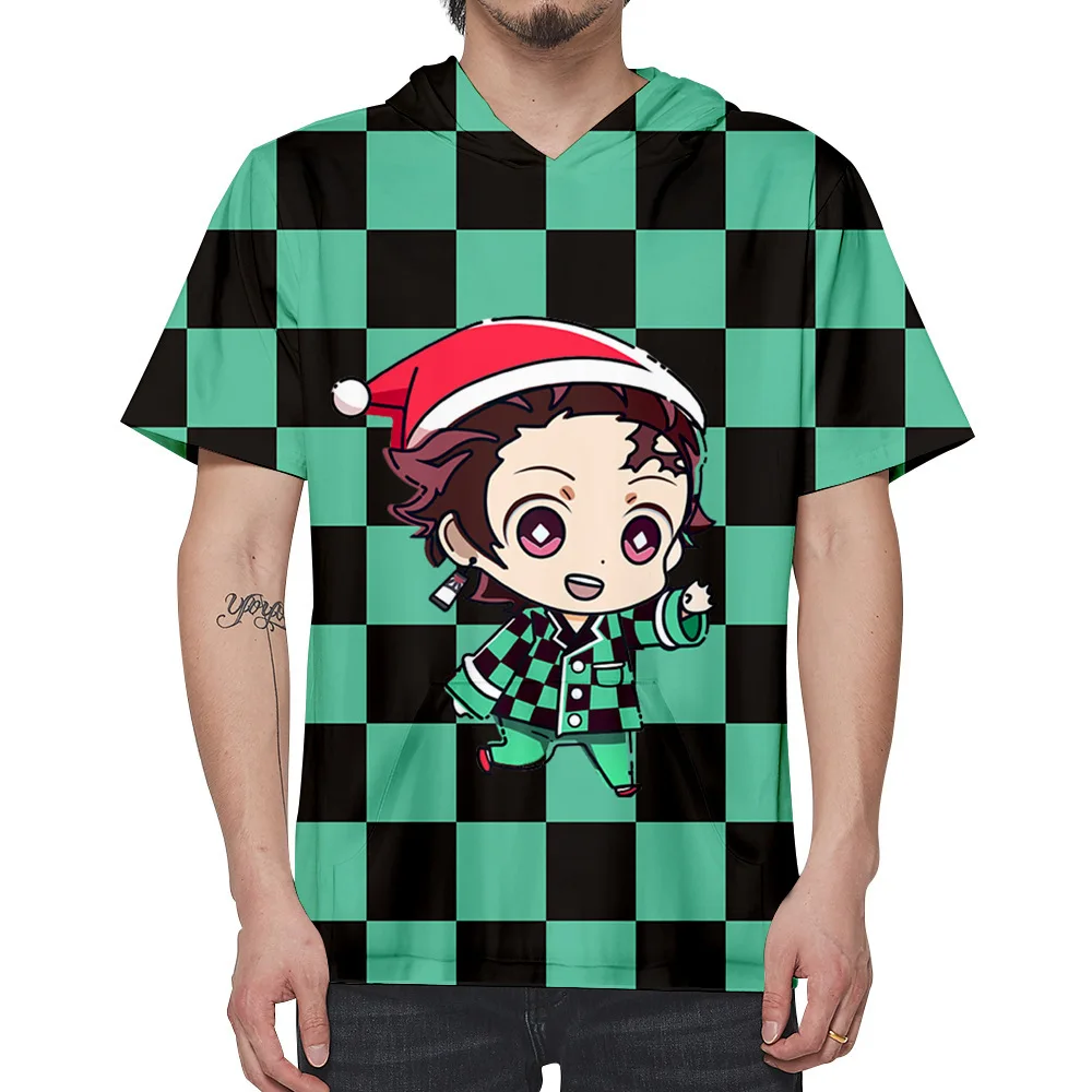 

2022 Anime Demon Slayer Hooded T-shirt Adults's Kids's Christmas Gifs Tops Wear Fashion 3D Printed Casual Short Sleeves T-shirts
