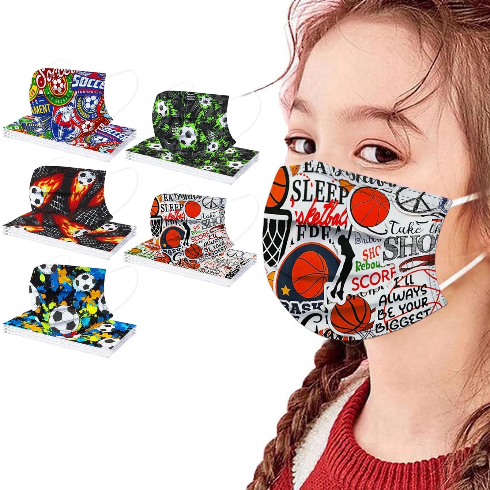 10 шт. детская одноразовая маска для лица с рисунком баскетбола | Тематическая