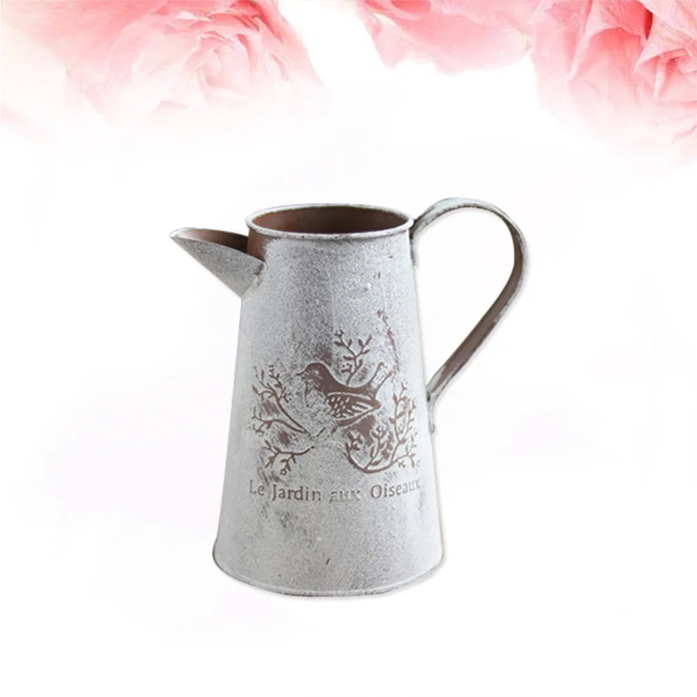 

Flower Vase Bucket Metal Jug Planter Farmhouse Pot Shabby Rustic Can Tin Watering Galvanized French Vintage Garden Iron Pitcher