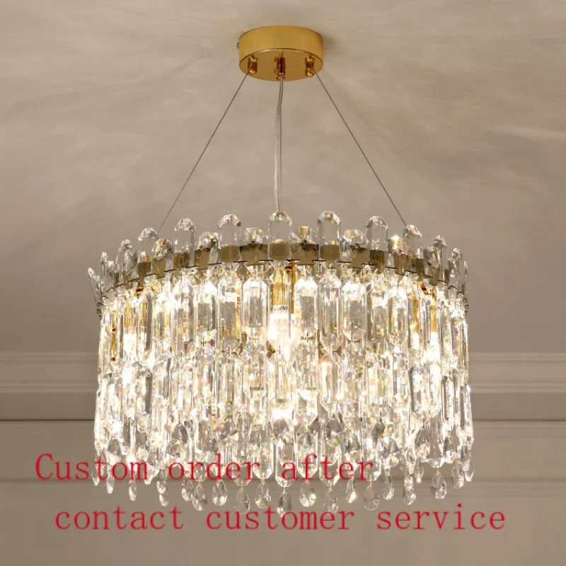 

modern creative home rope wire pendant lamp round shape clear crystals pendant light chandelier for villa hotel room decor