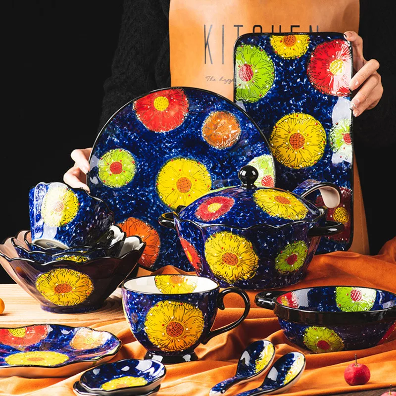 

Креативные керамические обеденные тарелки, дизайнерская посуда с тиснением, обеденные тарелки, миска для рисовой лапши, тарелка для завтра...