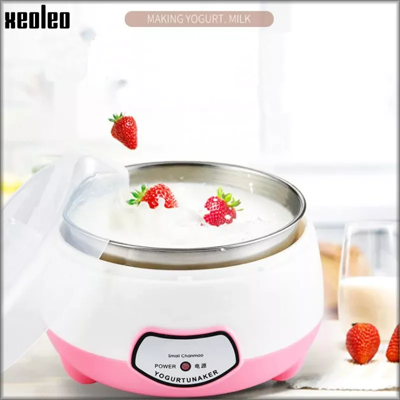 

XEOLEO Yogurt Maker Mini Automatic Yogurt Machine Household DIY Yogurt Tools Kitchen Appliances Stainless Steel Tank Pink 220V