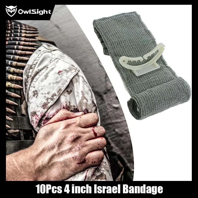 

10Pcs 4inch Bandage Wound Rescue Battle Dressing Survival Israel Aid Emergency Gauze Care Emergency Wrap Wound Combat Medical