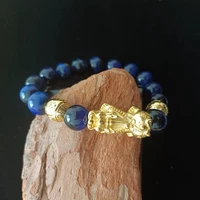 pure copper pixiu feng shui gift blue tiger eye bracelet for man and women handmade good lucky amulet jewellery