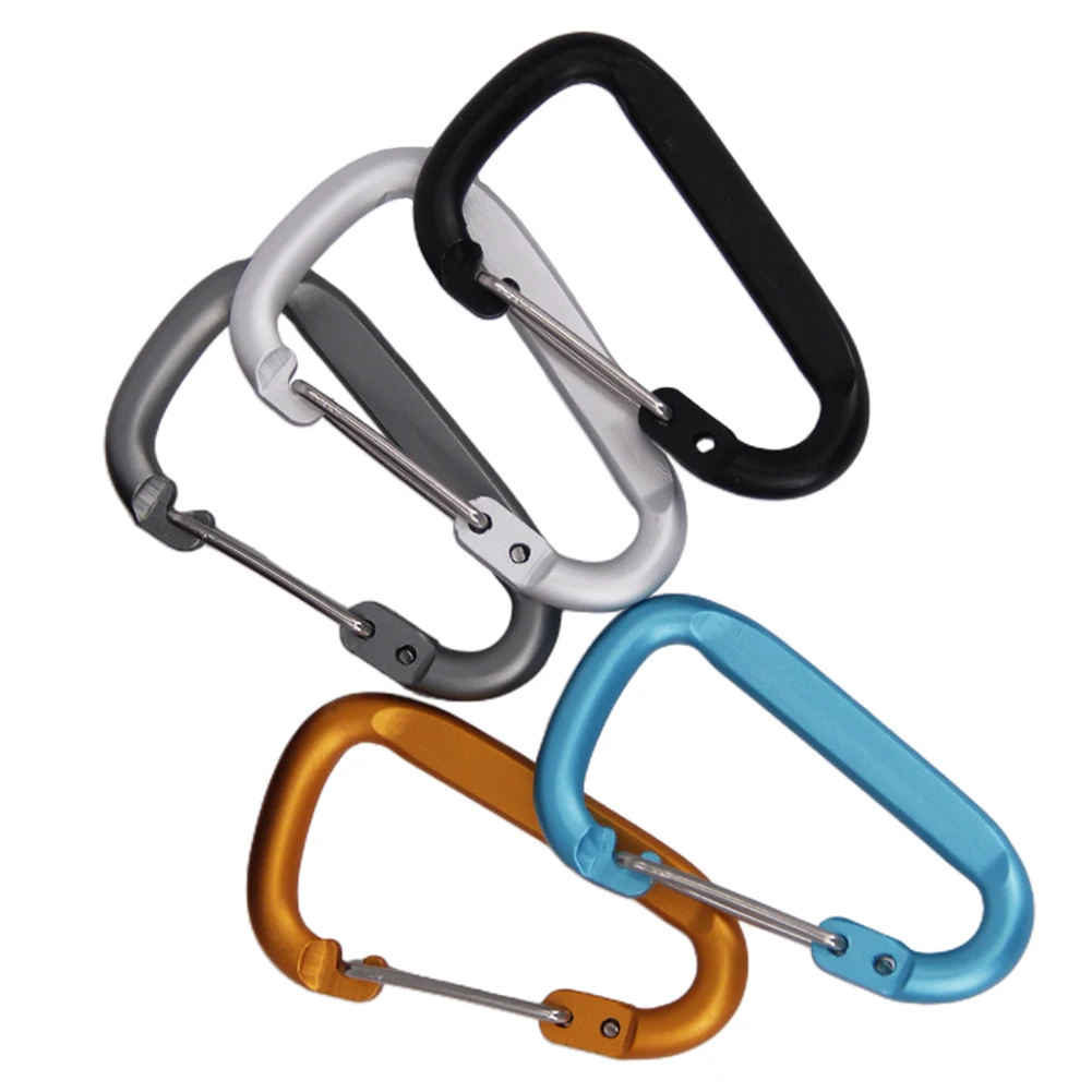 

5PC No. 4 D-Type Carabiner Side Flattened Aluminum Alloy Spring Water Bottle Buckle Carabiner Clasp Hook Backpack Hanger