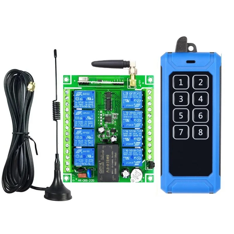 Промышленный 3000 м универсальный переключатель управления переменным током 220 в 240 В 265 в 8 каналов ресивер передатчик 433 МГц