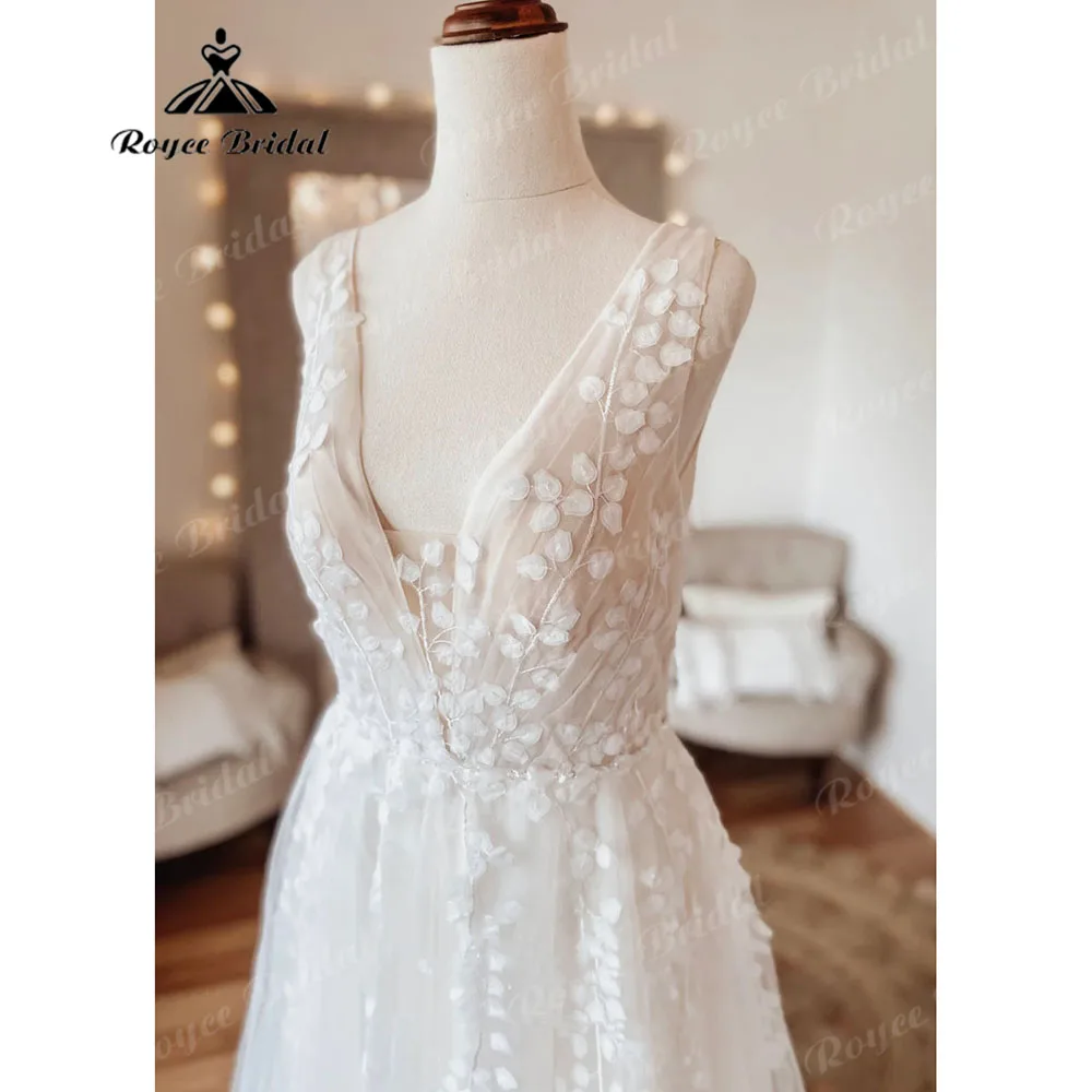 Сексуальное кружевное платье А-силуэта в стиле бохо Пляжное свадебное с открытой