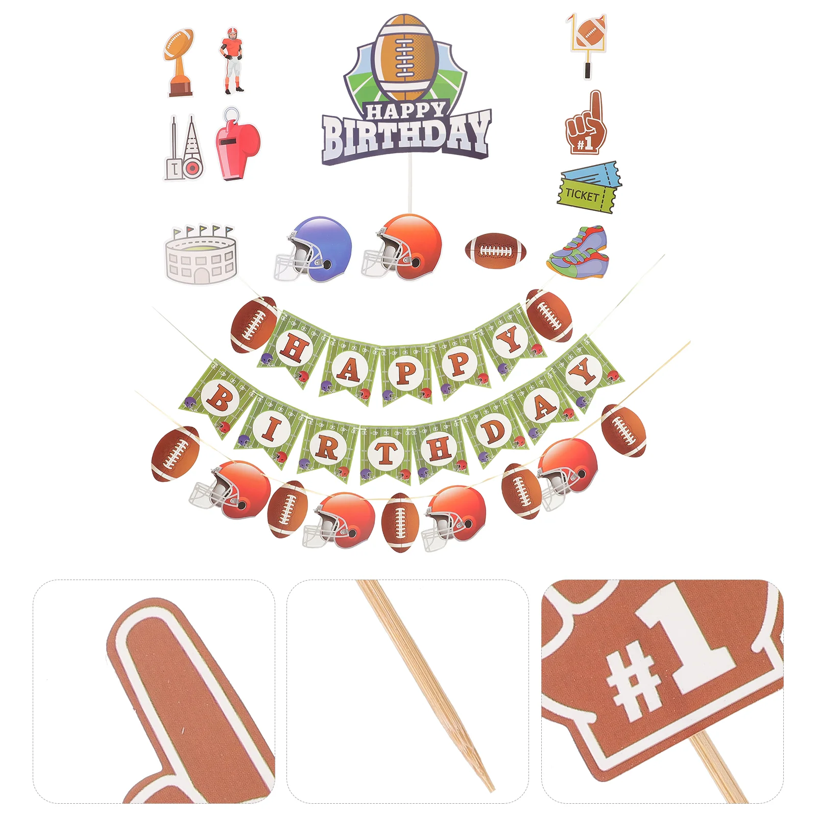 

Party Supplies Cake Decorating Birthday Pull Flag Ornament Ornaments Banner 4 Piece Set