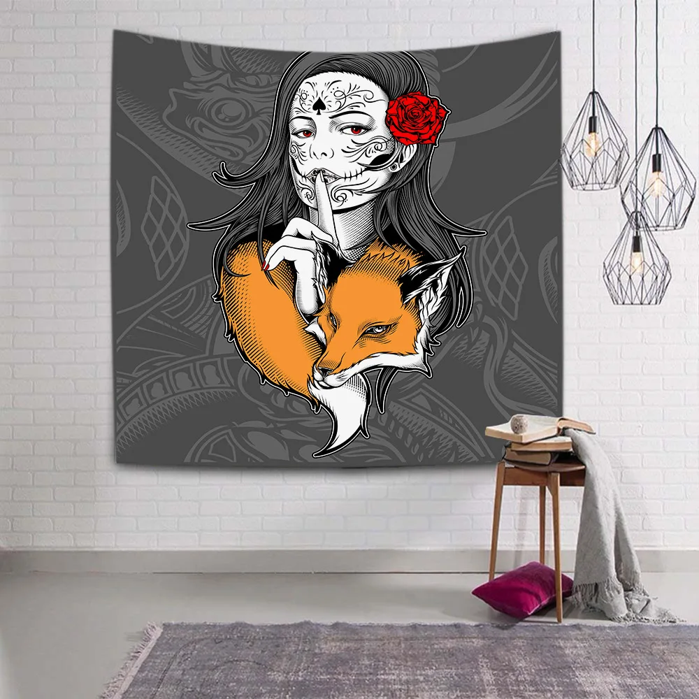 Tapestry Black White Red Dark Decor Wall Decoration Items 95*73cm Rectangle Polyester Tapestries for Bedroom |