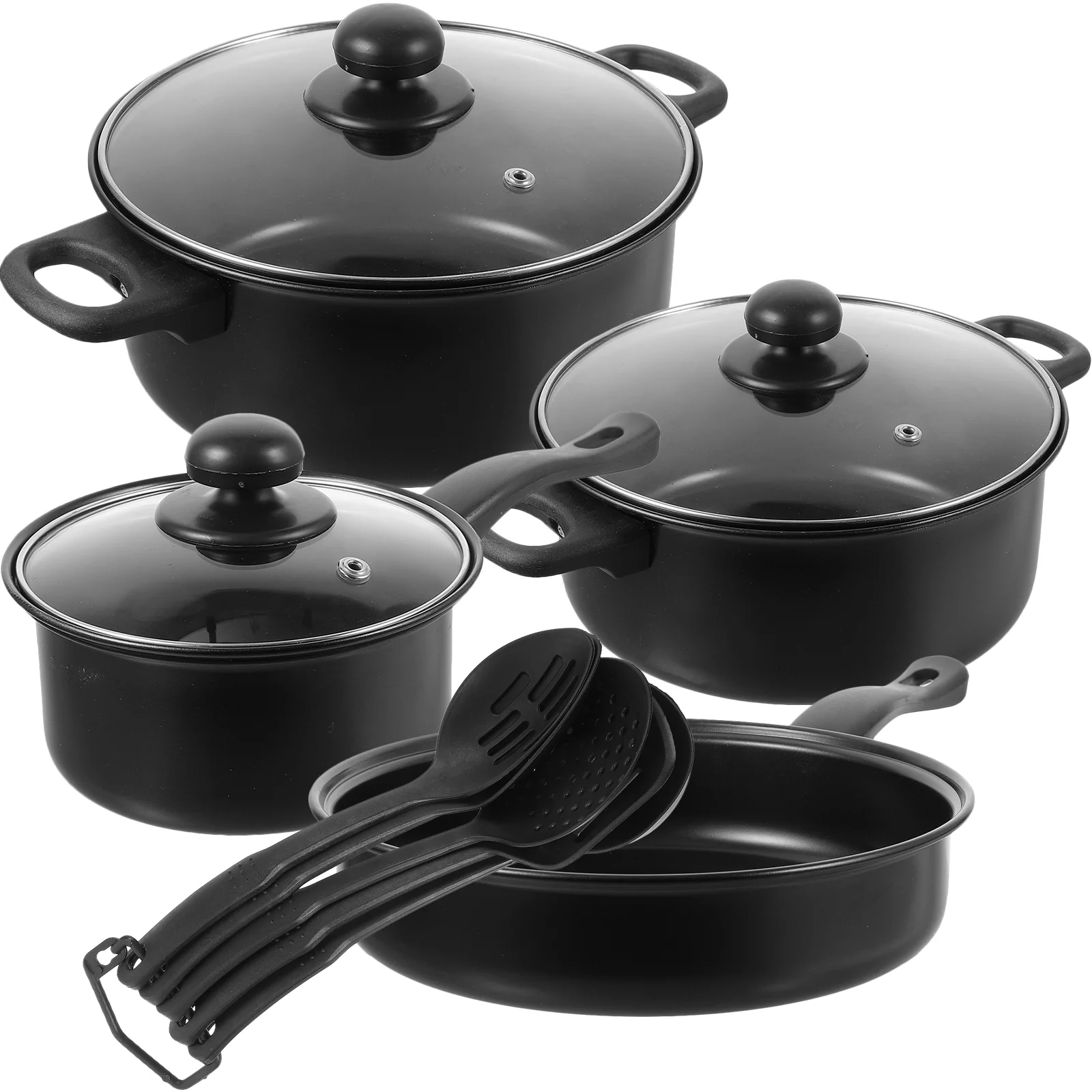 

7 Pcs Cast Iron Pots And Pans Set Skillet Fry Pans Cooking Pots Nonstick Cookware Utensils For Christmas Kitchen