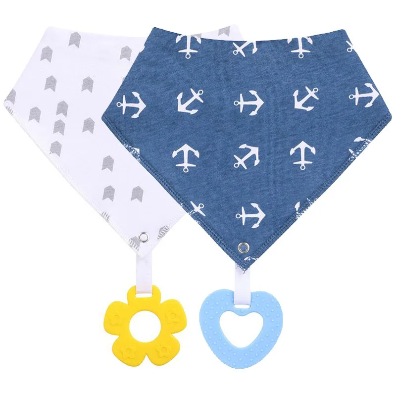 

2PCS Baby Bibs 100% Organic Cotton Baby Bandana Drool Bibs Teething Toys Super Absorbent and Soft Unisex Cute Baby Feeding Bibs