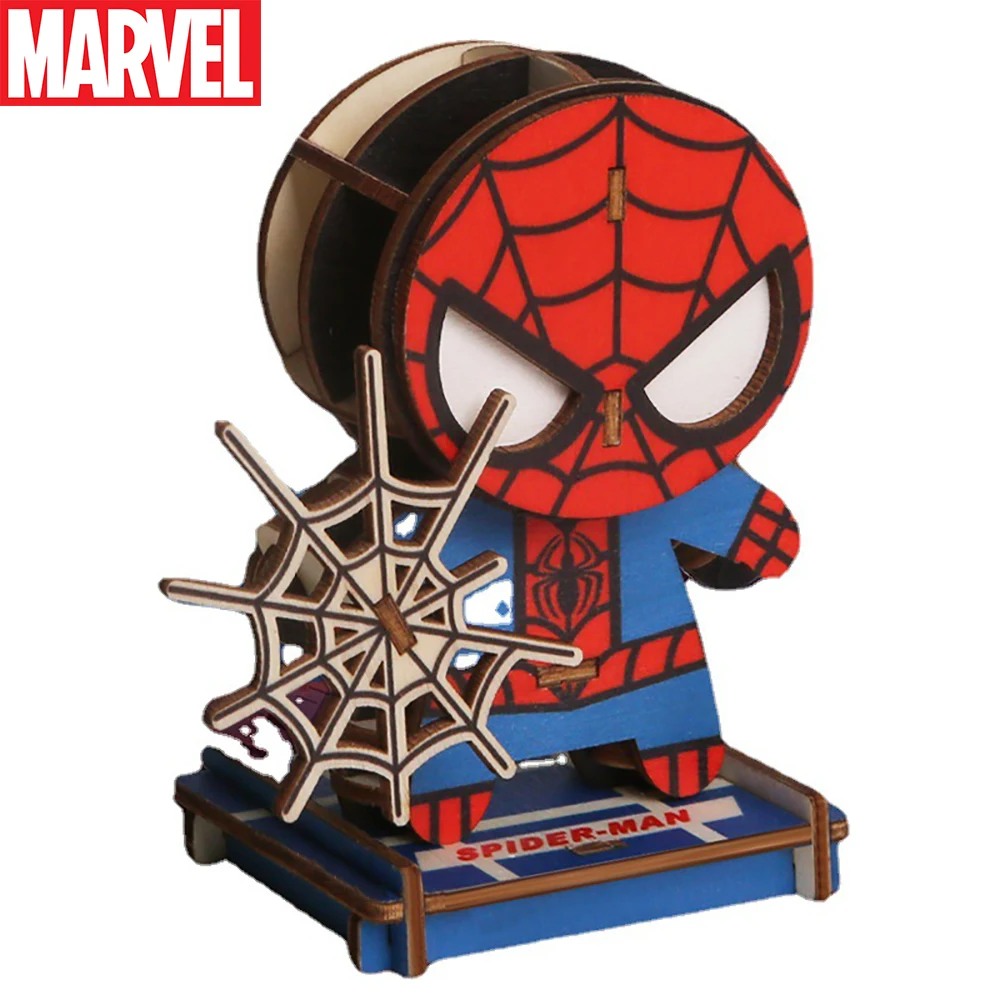 

Детский деревянный пазл Marvel, милый стереоскопический пазл для мальчиков, «сделай сам», Человек-паук, Железный человек, головоломки, обучающ...