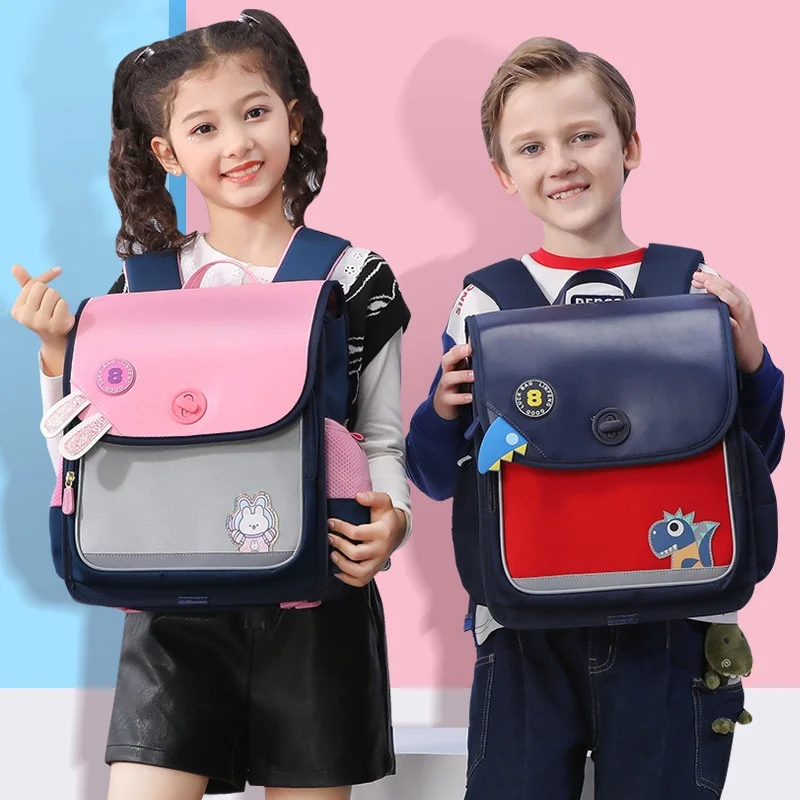 British Style Children Cartoon Horizontal Dinosaur Rabbit Backpacks New Girls Boys Cute Waterproof High-capacity School Bags Hot