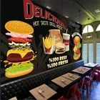 Пользовательские гамбургеры, гамбургеры, Настенная бумага, западный, фаст-фуд, ресторан, черный фон, настенная бумага, снэк-бар, Papel De Parede 3D