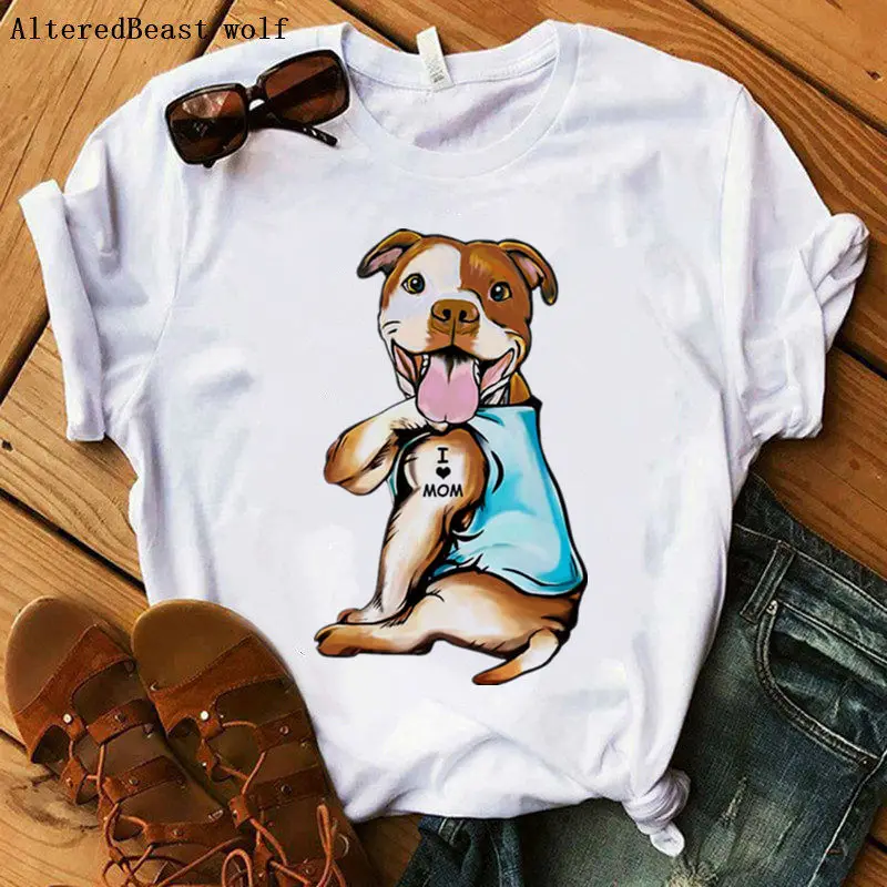 

Women T shirt I Love Mom Dog Printed T-shirt Women Summer Fashion Casual Clothes Harajuku Kawaii Tops Tee Girl T Shirt