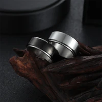 8mm width titanium steel turning mens ring european and american high end fashion jewelry glossy business ring