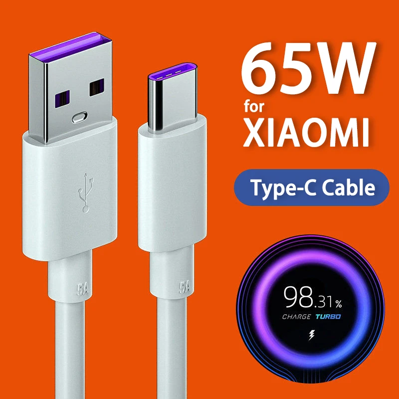 

2PC 5A Fast Charging Type C Cable for Xiaomi Mi 10 Ultra Redmi Mobile Phone Accessories Power Bank Usb C Cable Charger Usb Cable