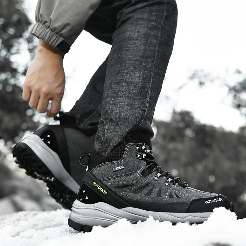 Outdoor Winter Sneakers For Men 2022 New Padded Keep Warm Snow Bota Hombre Winter Boot Leather Waterproof Man Hiking Winter Boot