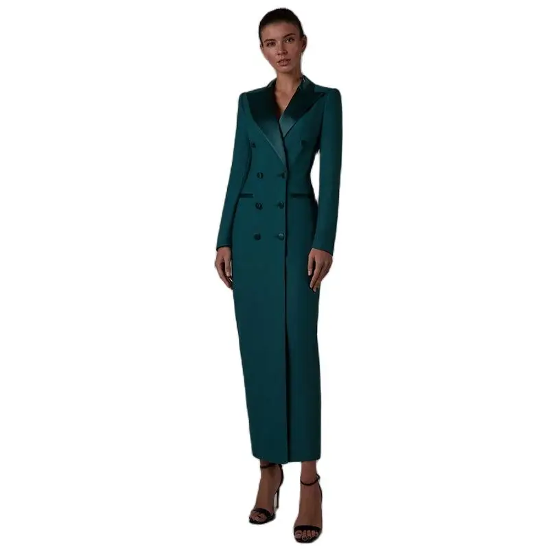 Women's Suit Long Jacket One Piece Blazer Double Breasted Formal Tuxedo Party Dress костюм женский images - 6