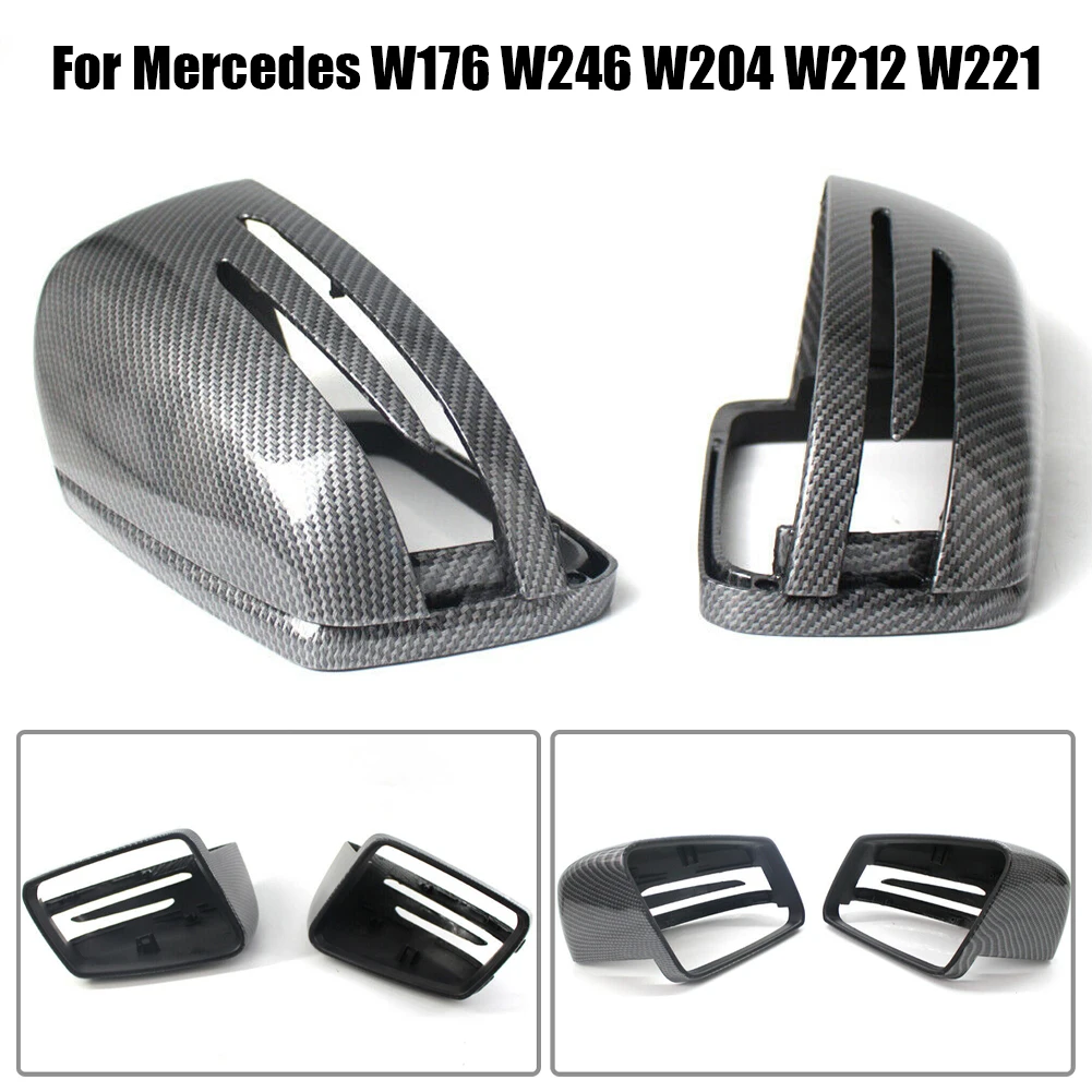 

Parts Mirror Covers ABS Plastic Add On Carbon Fiber For Benz W204 W212 A2128100164 For Benz W218 W176 W221 Left And Right Sides