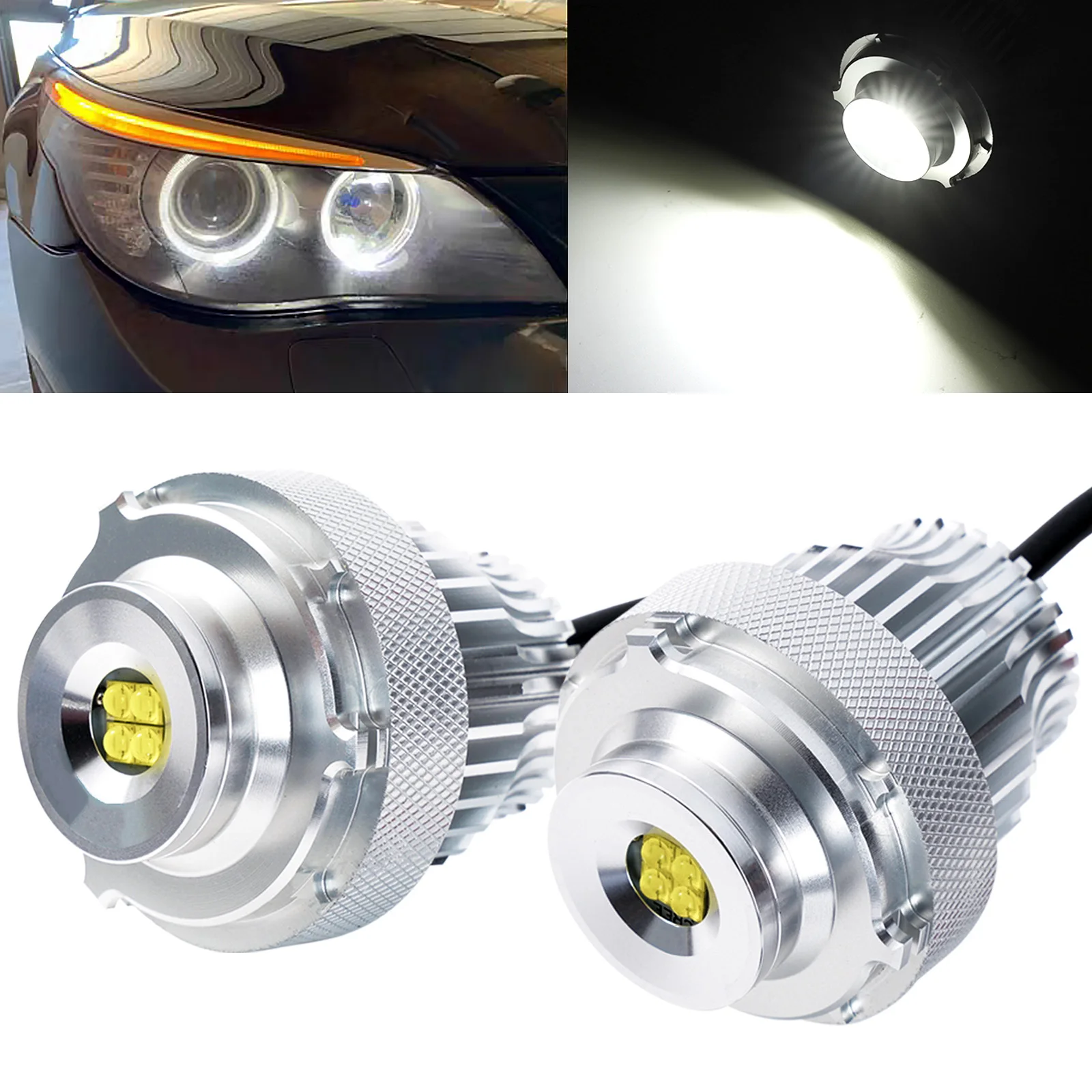 

Для BMW 5 серии E60 E61 LCI 2007-2010 Белый Безобряный светодиодный ангельские глазки Halo Ring Маркерная лампа Замена 2 шт. Для фар BMW