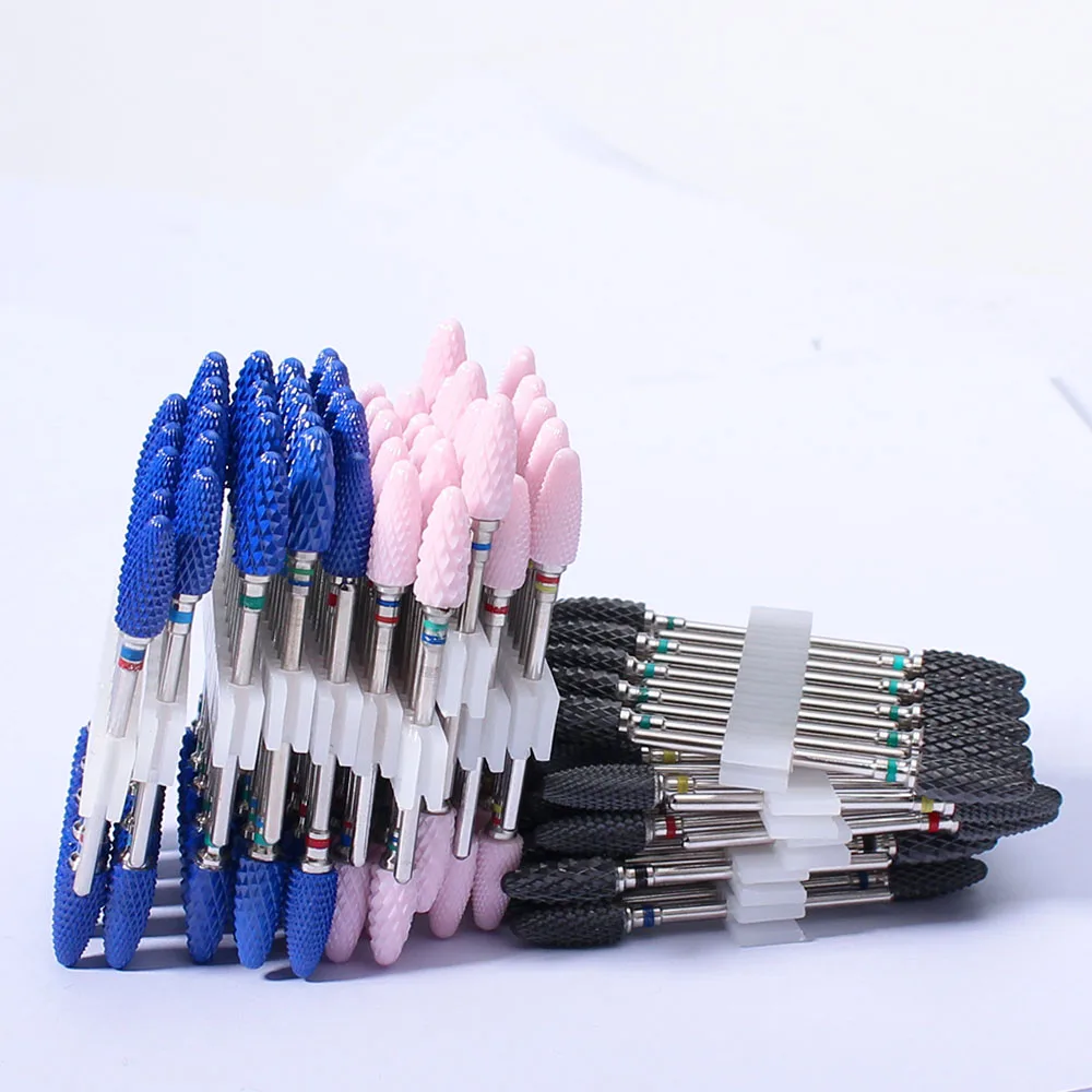 10pcs/Set Blue Pink Ceramic Milling Cutter Nail Drill Bit for Manicure Drills Electric Cuticle Remove Manicure Machine Tools
