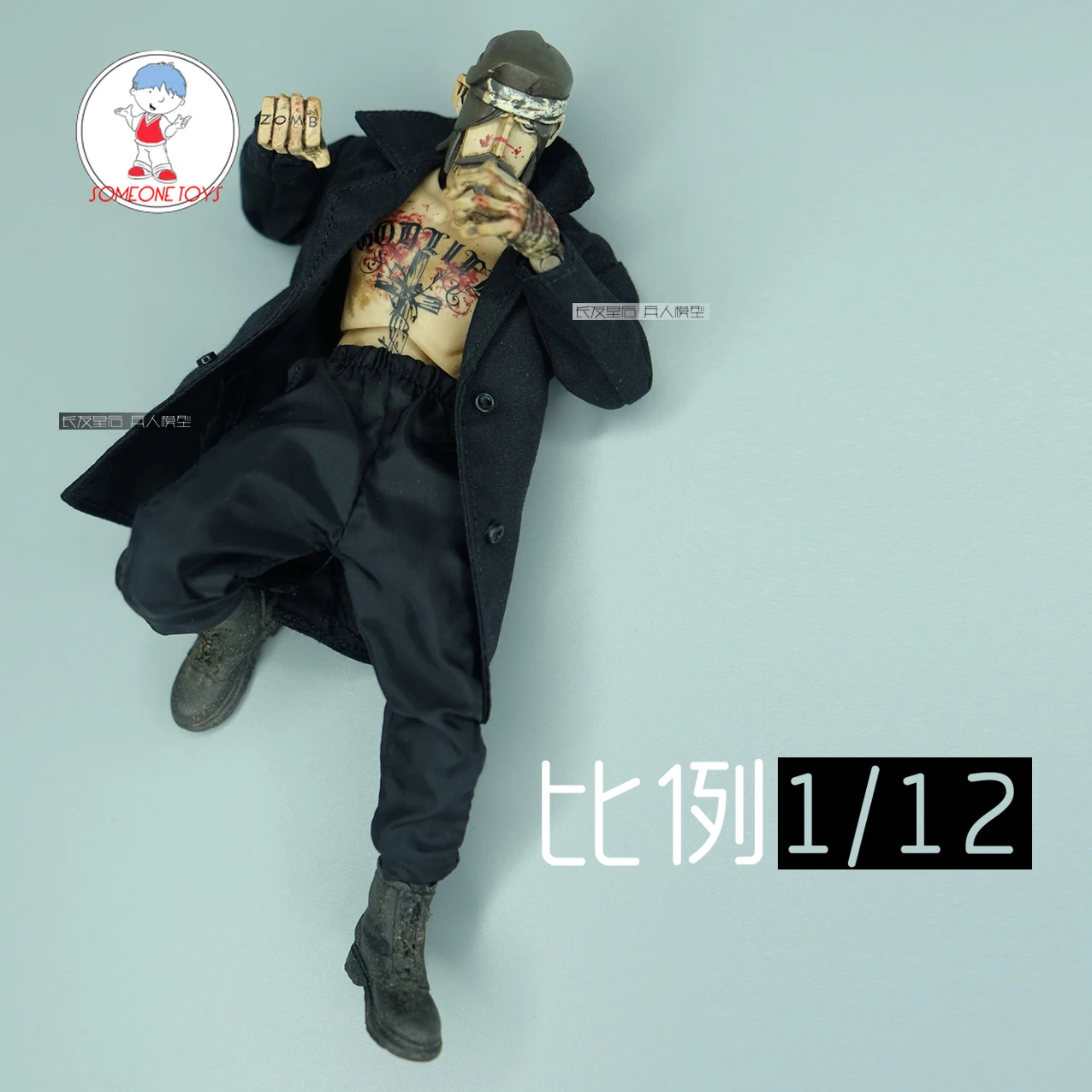 

1/12 Scale CROWDHTOYS Male Soldier Long Black Coat Doll Clothes for 6 Inch 3ATOYS Action Figure