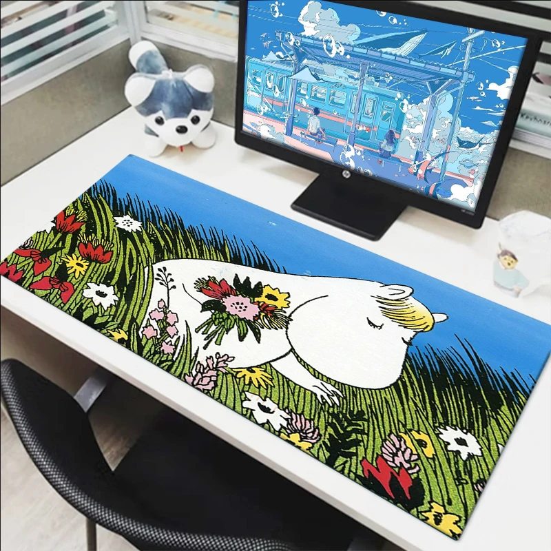 Moomines Pc Accessories Rubber Mat Keyboard and Mouse Pad Pads Cartoon Mousepad Gamer Anime Mause Gaming Kawaii Desk Protector