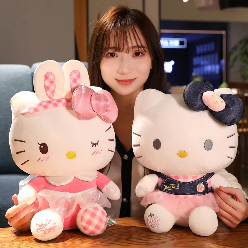 Peluche de Hello Kitty Sanrio Kawaii, muñeco de Peluche de gato Kt, Kt Ragdoll peluches de animales de Peluche, regalo de decoración del hogar