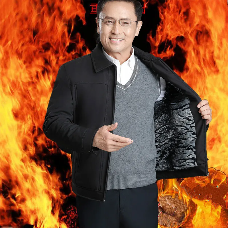 

Мужская зимняя куртка на молнии, с отложным воротником