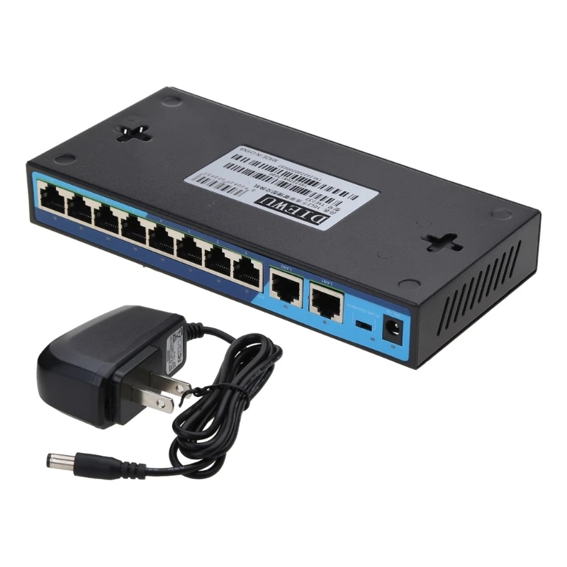 Коммутатор 10 портов Ethernet 120 Вт 8 1000 Мбит/с + 2 восходящих канала с питанием PlugandPlay
