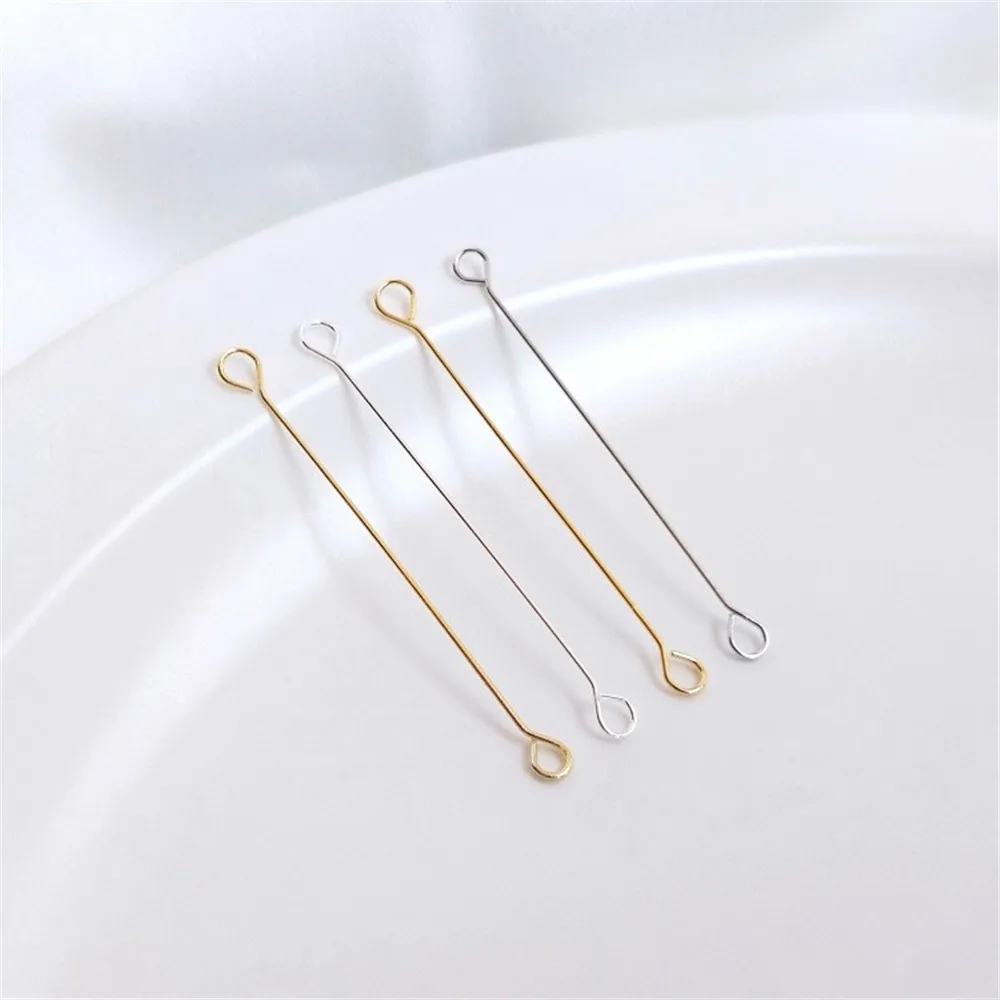 

Titanium steel 14K gold double head 9 word needle 18K stainless steel connecting rod diy earrings accessories material