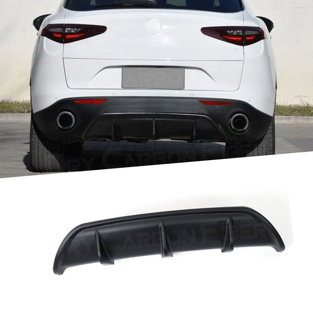 

Carbon Fiber Rear Lip Spoiler Diffuser Trim For Alfa Romeo Stelvio 2017-2019 Fins Shark Style Cover Car Styling Prodection ABS