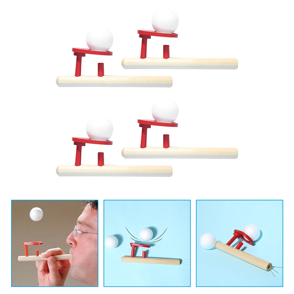 

4 Pcs Blowpipe Toy Bubble Toys Kids Blowing Game Yo-yo Wooden Floating Balls Child Games