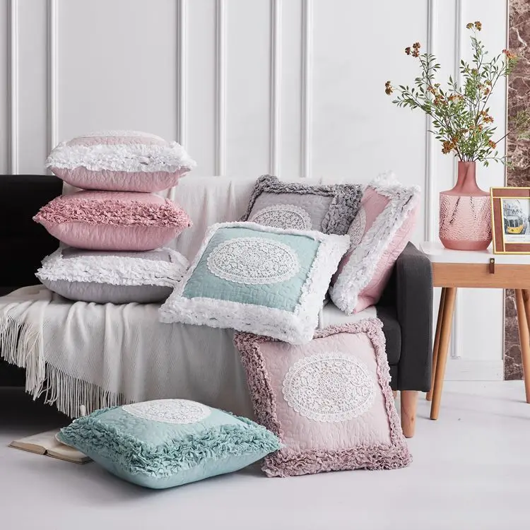 

Разноцветные декоративные наволочки для подушек, размеры 45x45/50x50 см, с белым кружевом, для дивана, кровати, комнаты, домашнего декора