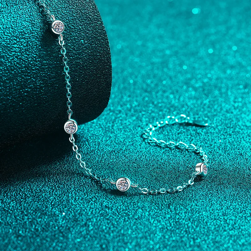 Женский браслет с муассанитом Smyoue Ювелирное Украшение из серебра 0 5 пробы