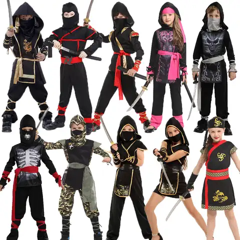 Костюмы на Хэллоуин Umorden для мальчиков, костюм ниндзя с драконом, карнавальный костюм воина для девочек, нарядное платье для детей