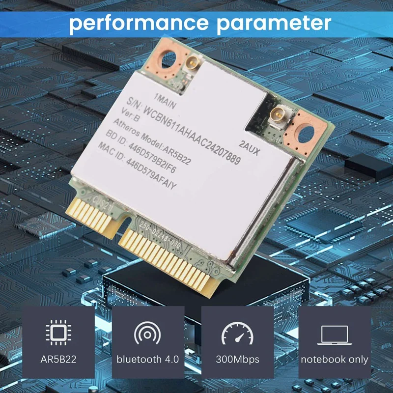 AR9462 AR5B22 WB222 Half Mini PCIe 300 Мбит/с + Bluetooth4.0 WLAN Wi-Fi беспроводная карта
