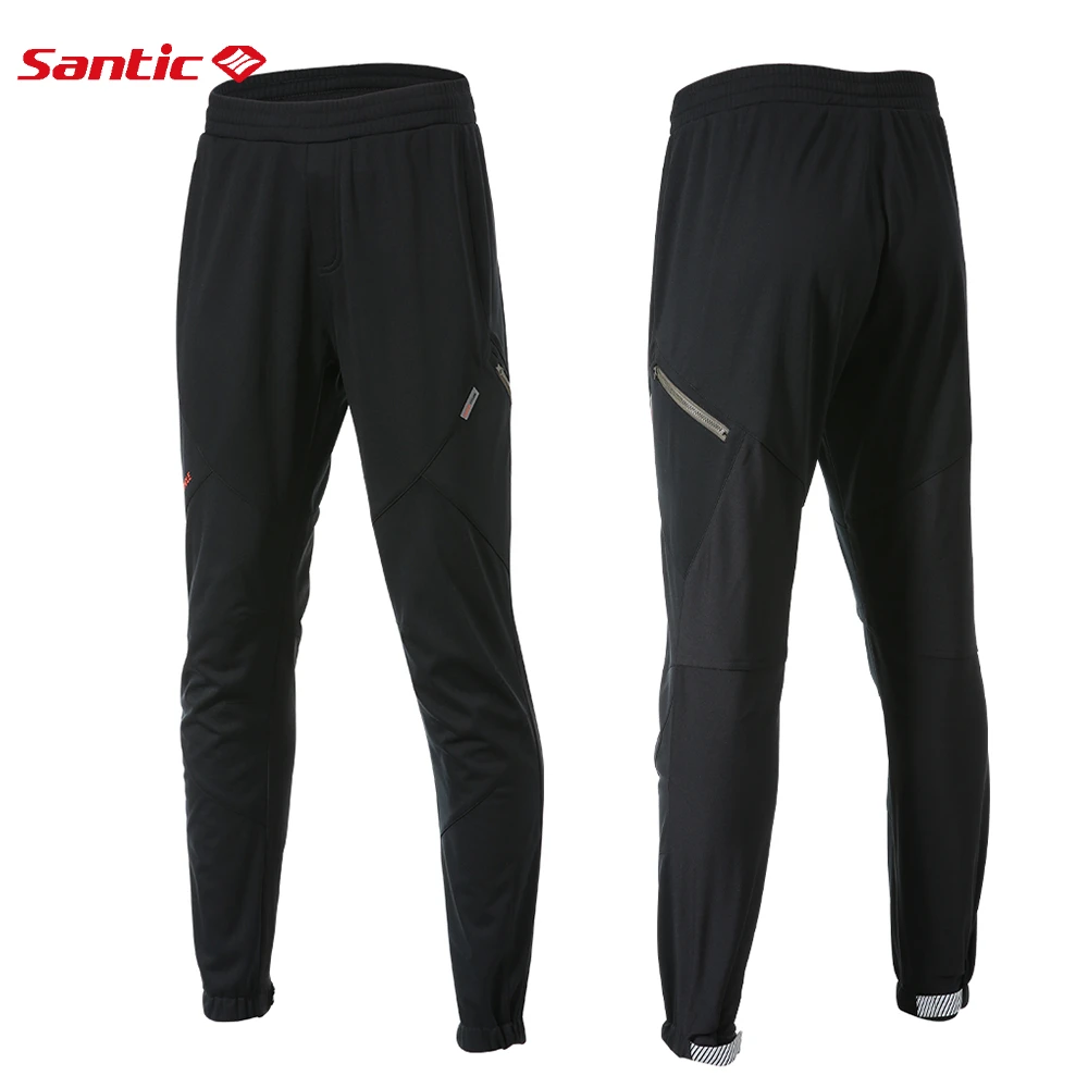 Santic Men Cycling Pants Winter  Thermal Windproof Casual Sports Trousers Mtb Road Bike Pants No Padded Sweatpants Asian Size